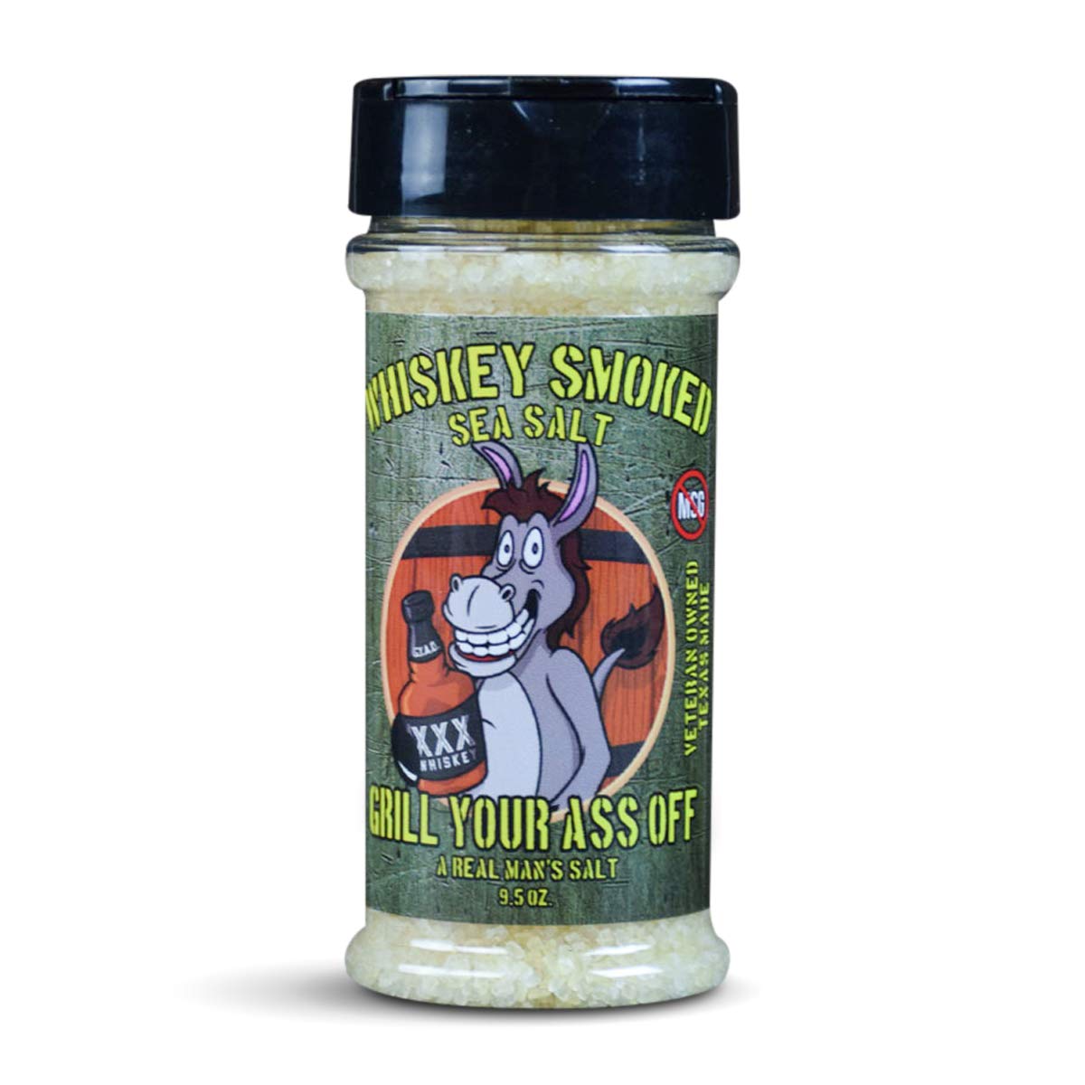 Grill Your As* Off Whiskey Smoked Sea Salt - 4oz Award-Winning Seasoning Salt for Grilling, Cooking, Smoking & More - BBQ & Grill Seasoning for Steak, Pork, Chicken & Veggies - MSG & Gluten Free