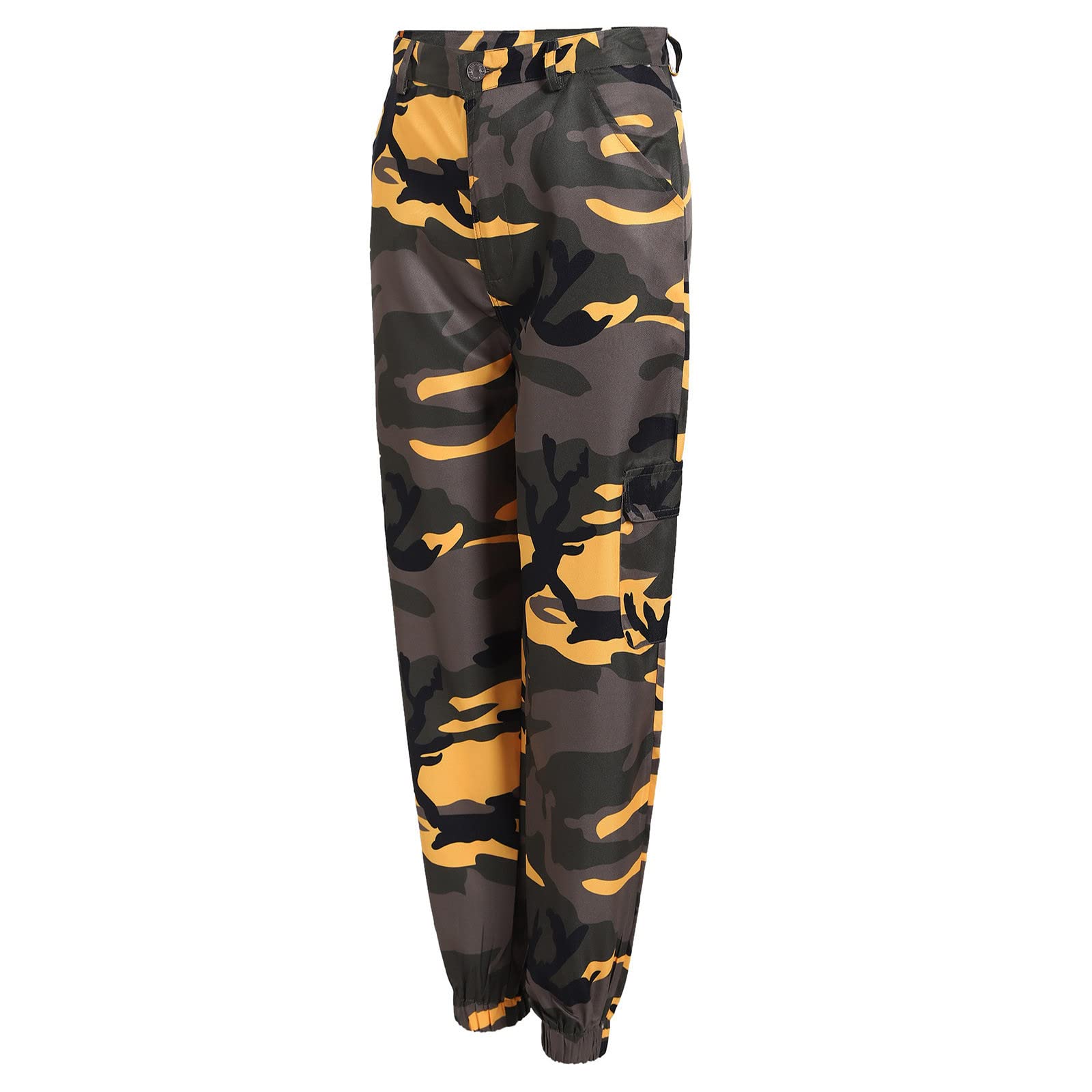 Camouflage Pants for Women Casual Combat Army Cargo Pants Multi-Pocket Military Tactical Bound Feet Camo Cargo Trouser