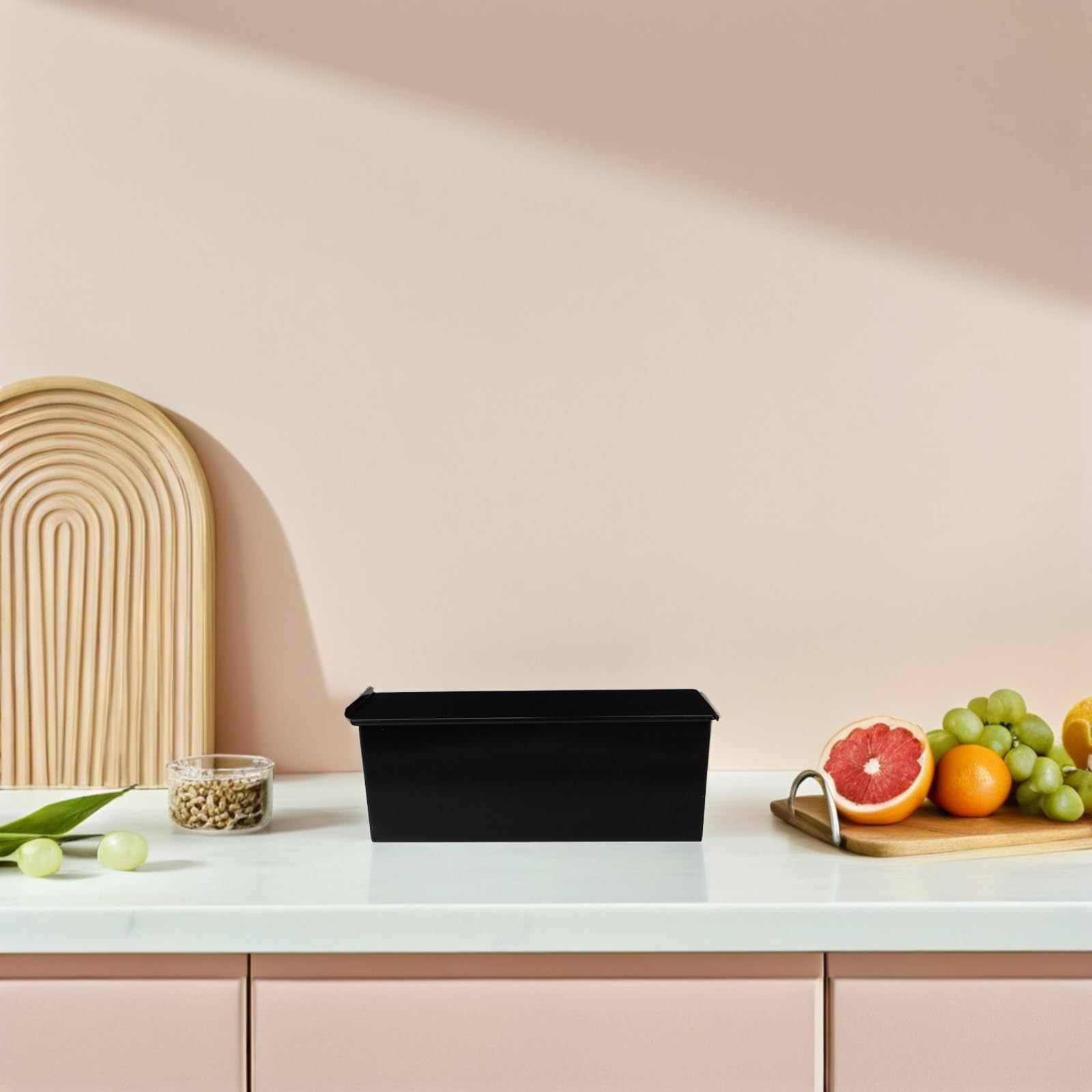 VILLCASE Molde Rectangular Negro para Hacer Pan y Tostadas con Tapa, Material Metálico Antiadherente de 1000g para Uso en Cocina y Hogar