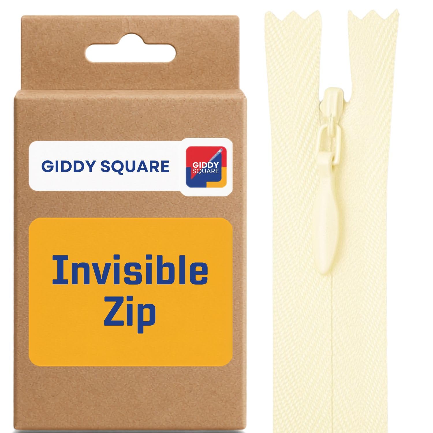 22" (56cm) Light Cream Invisible Zip - Concealed Nylon Closed-End