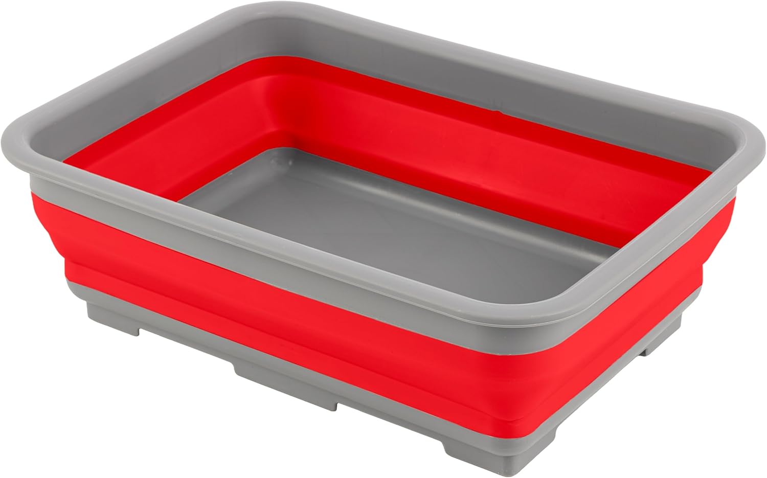 Collapsible Cleaning Caddy - Portable Multi-use Wash Basin, Dish Tub, or Ice Bucket with 7.27L Capacity for Camping and Tailgating by Wakeman (Red)
