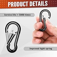 Vista 5 de 20 ganchos de resorte, clip de mosquetón de 2 pulgadas, mosquetones resistentes, ganchos de presión de enlace rápido para actividades en interiores
