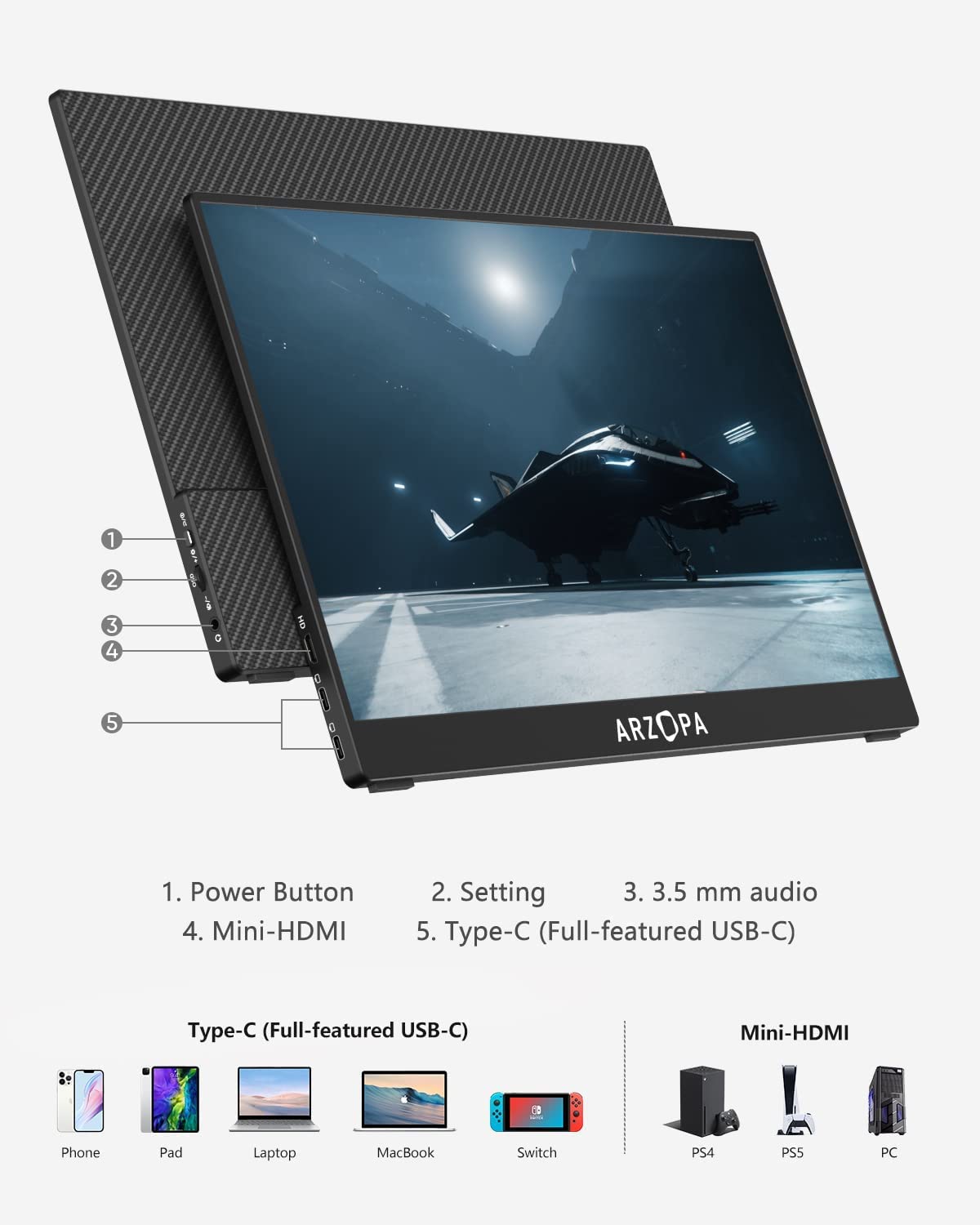 モバイルモニター ARZOPA ディスプレイ 15.6インチ ゲームモニター モバイルモニター ARZOPA モバイルディスプレイ 15.6インチ
