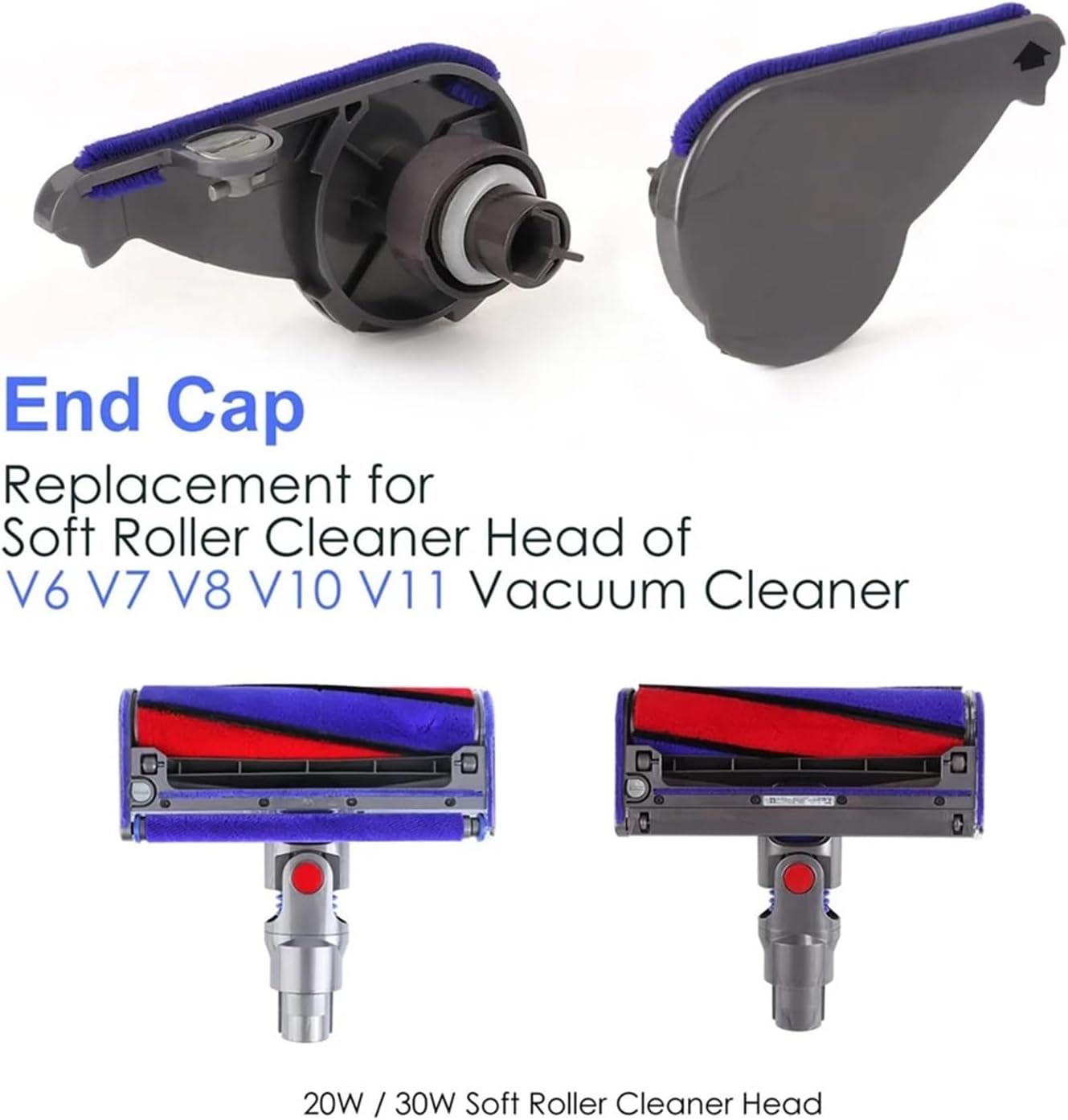 Roller Brush Bar End Cap Cover Replacement Parts,Compatible for Dyson, V6 V7 V8 V10 V11 Vacuum Cleaner Soft Velvet Suction Head Side Cover Accessories