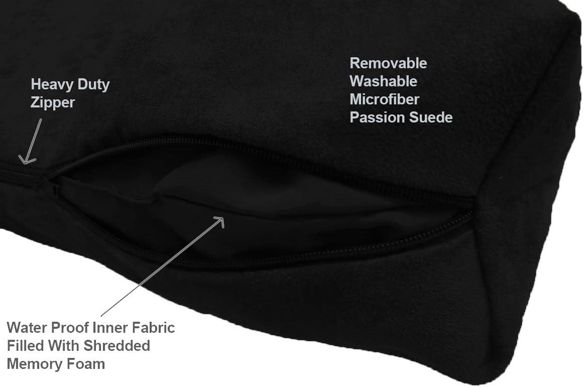 review Shredded Memory Foam Orthopedic Bed with Removable Washable Cover and Water Proof Inner Fabric, Small (25-Inch-by- 20-Inch), Black Microfiber, for Dogs
