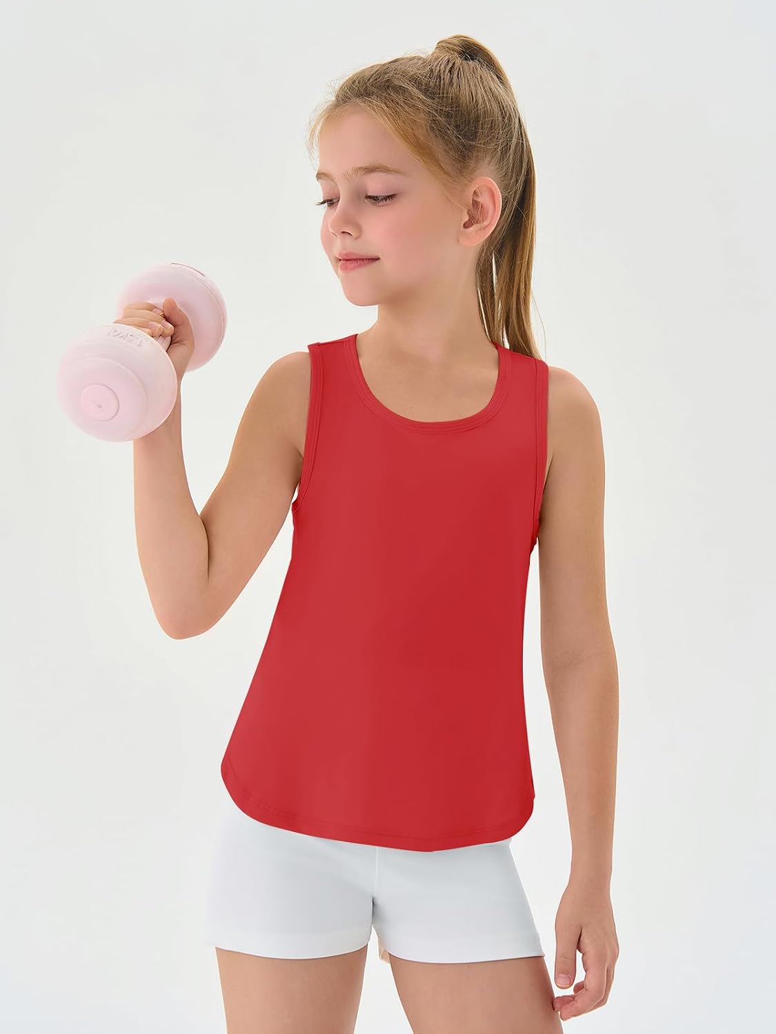 Haloumoning Girls Athletic Tank Tops Kids Racerback Sleeveless Workout Running Sports Shirts 5-14 Years