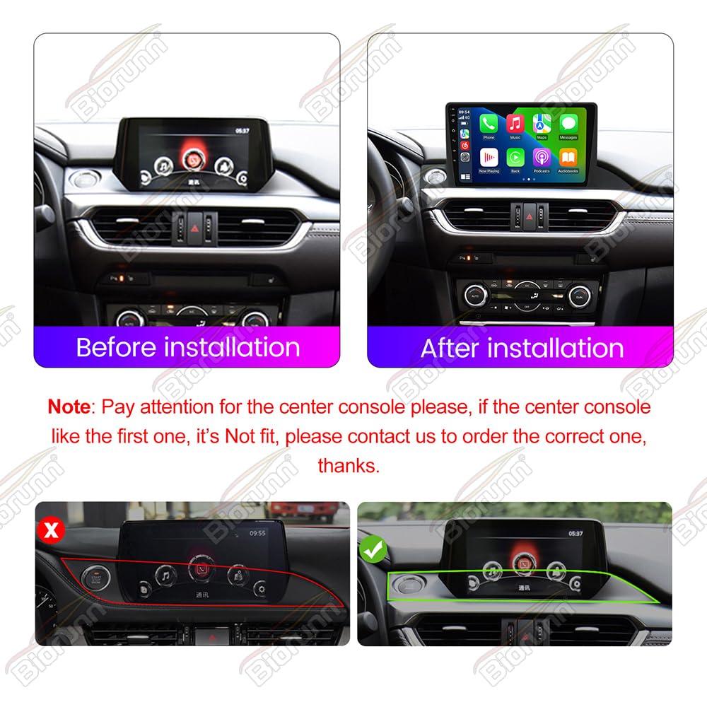 Android 13 Car Stereo Radio for Mazda 6 2016-2018, Biorunn 9 Inch GPS Wireless Wired Car-Play Android Auto IPS Touch Screen Navi WiFi FM RDS Head Unit 2GB RAM 32GB ROM