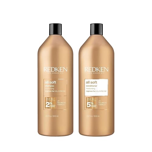 Redken All Soft Shampoo and Conditioner Set For Dry or Brittle Hair - Provides Intense Softness and Shine With Argan Oil - 33.8 Fl Oz (Pack of 2)