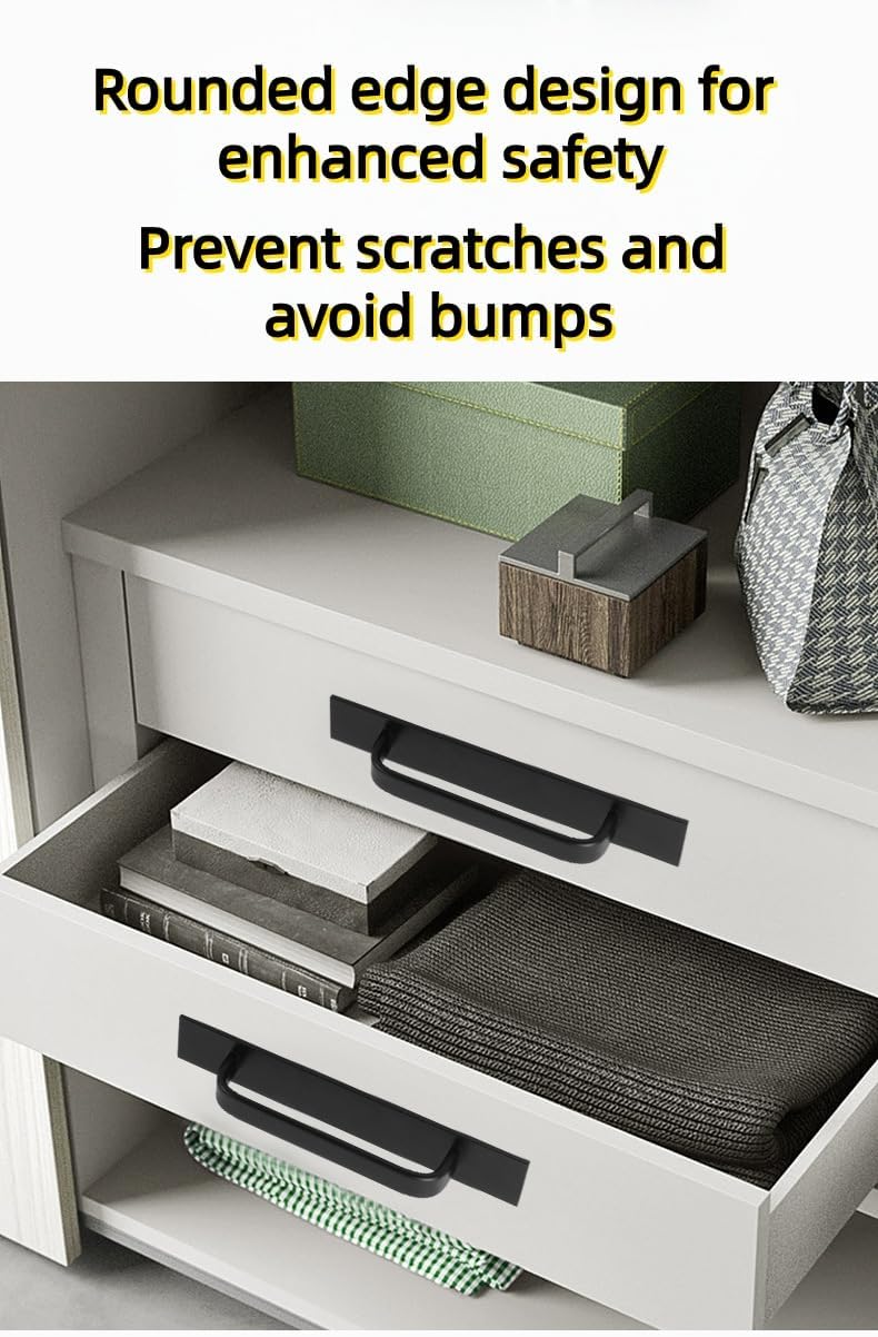 Adhesive Cabinet Handles Self-Stick Drawer Pulls Black Zinc Alloy No Drilling Required Push-Pull Helper for Kitchen Cabinets Sliding Closet Doors Windows 8.25 Inch Length