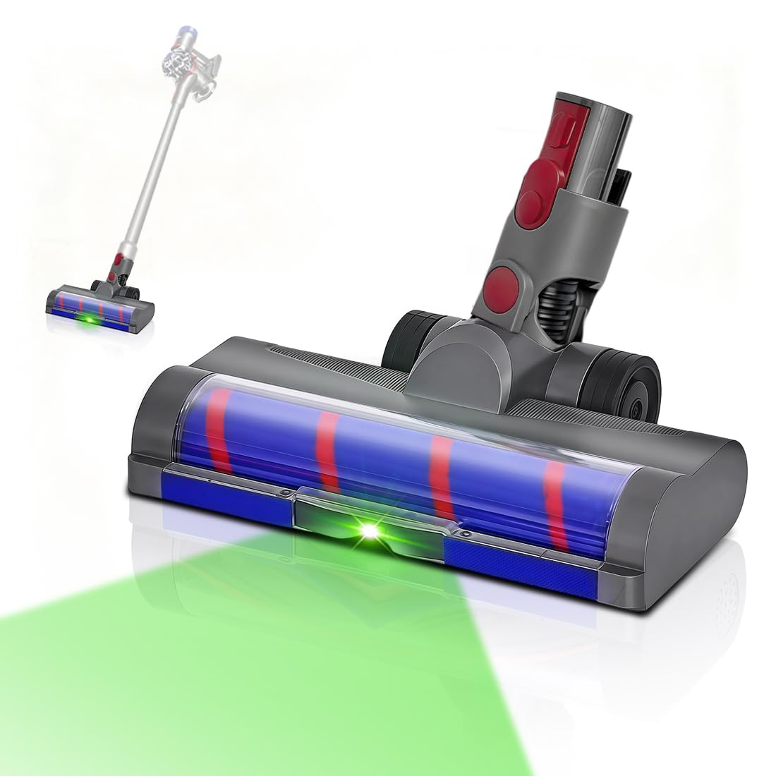 Cabezal de Cepillo de Rodillo Suave LED de Repuesto Compatible con Dyson V7,V8,V10,V11,V15 Aspiradora – Cabezal Solo para Suelos Duros,No Adecuado para Ningún Tipo de Alfombra.