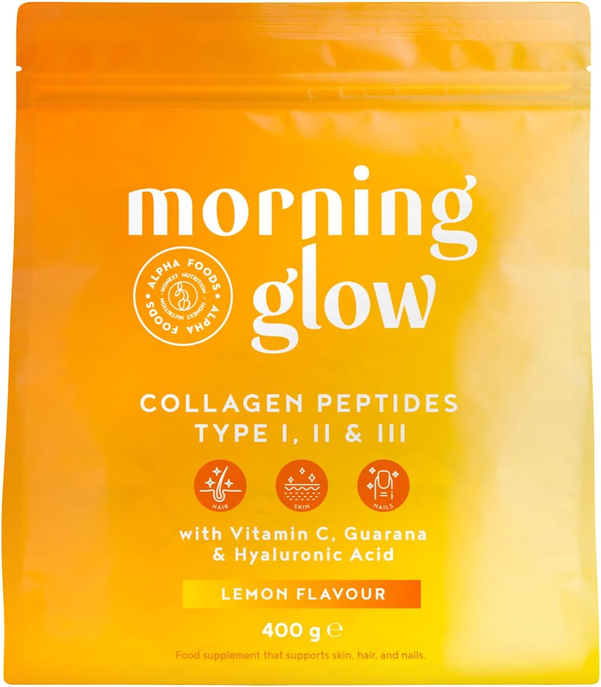 Morning Glow, poudre de collagène acide hyaluronique et vitamine C