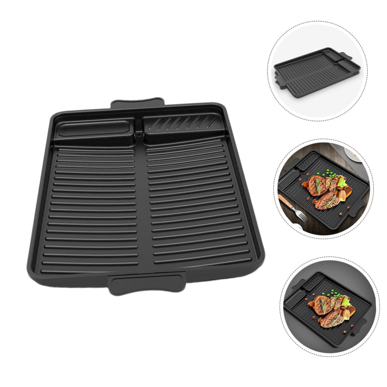 Coreana Piastra in Rettangolare Antiaderente Alluminio Nero Barbecue