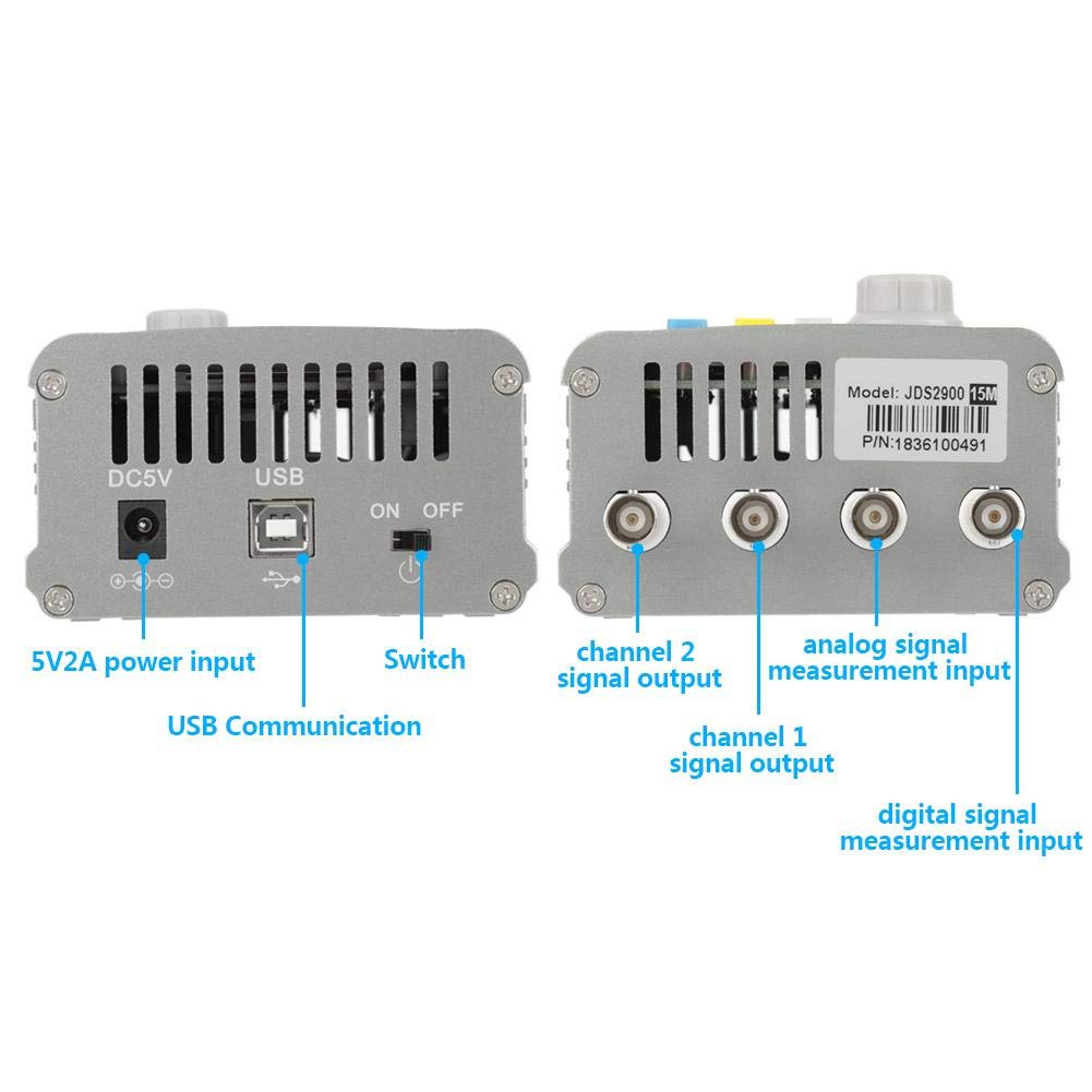 Akozon Compteur de générateur de signaux DDS JDS2900 Compteur de fréquence de générateur de fonction de forme d'onde arbitraire double canal haute précision 266MSa/s(15MHz EU Plug)