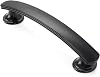 Cauldham 10 Pack Solid Kitchen Cabinet Arch Pulls Handles 3-34" Hole Centers - Curved DrawerDoor Hardware - Style T750 - Matte Black