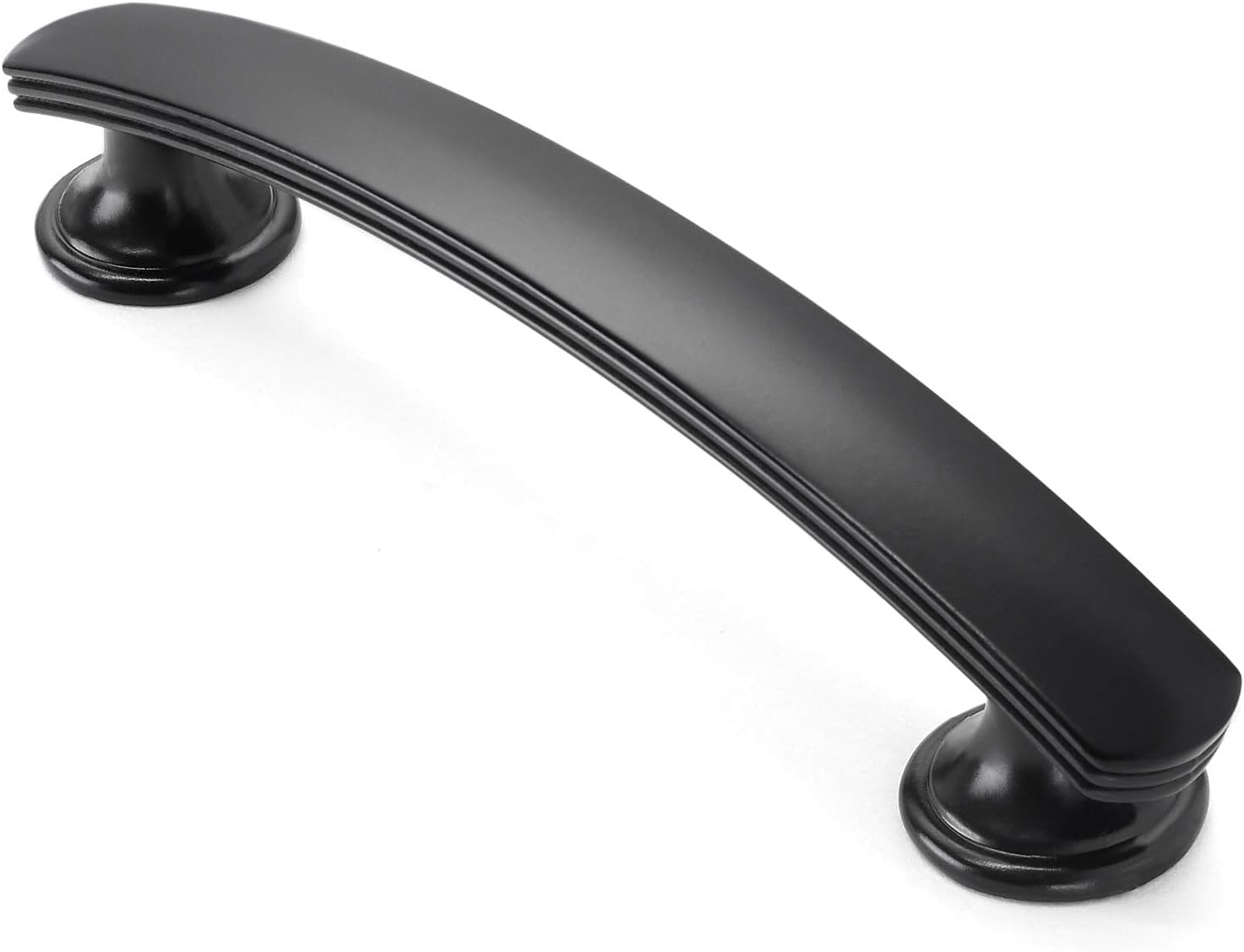 CAULDHAM 10 Pack Solid Kitchen Cabinet Arch Pulls Handles (3-3/4" Hole Centers) - Curved Drawer/Door Hardware - Style T750 - Matte Black