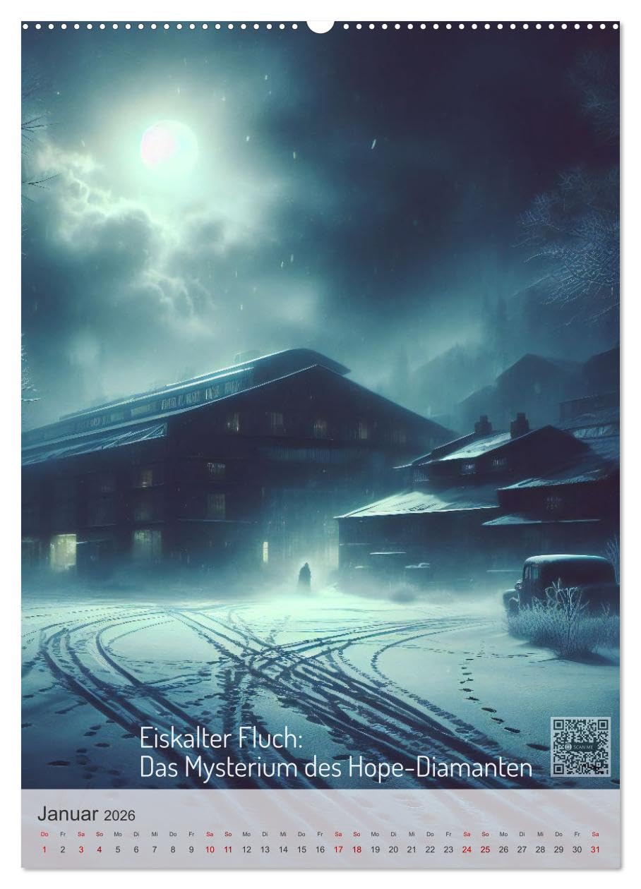 True Crime - Schatten der Vergangenheit (hochwertiger Premium Wandkalender 2026 DIN A2 hoch), Kunstdruck in Hochglanz: True Crime Kalender: Wahre Verbrechen, QR-Codes, KI-Bilder (CALVENDO Menschen)