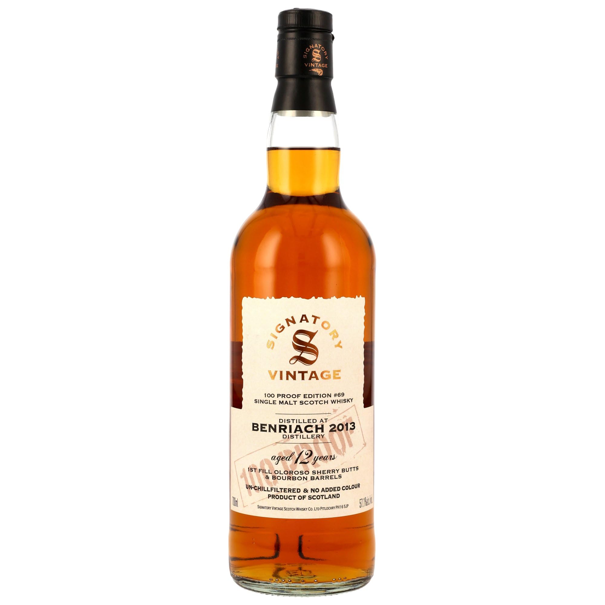 Benriach 2013 Signatory Vintage 100 Proof Edition Single Malt Whisky (1x0,7l)