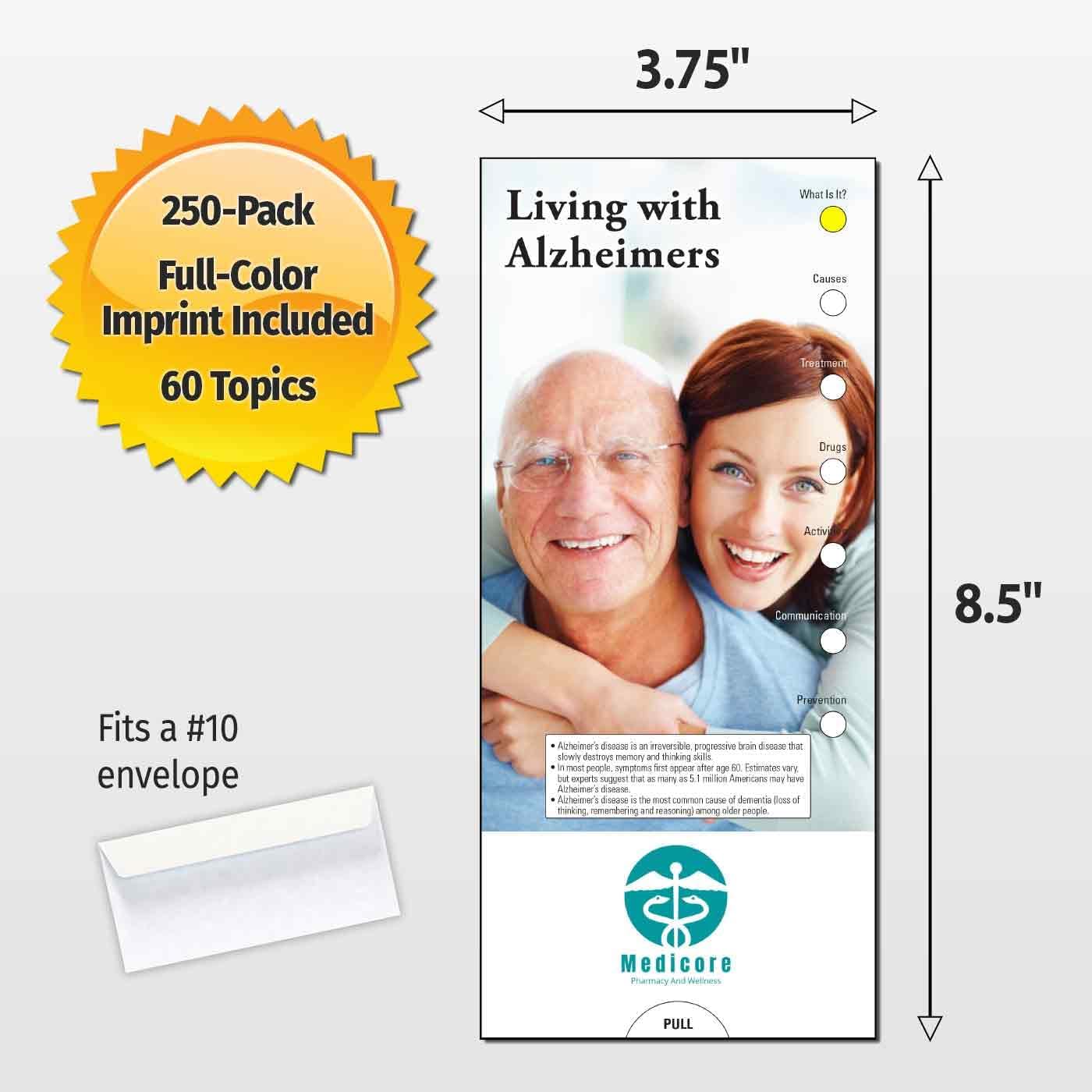 ZOCO – Living with Alzheimer’s Slide Charts, 250-Pack, Custom Imprinted Caregiver Guide, Bulk Handouts for Memory Care & Senior Centers, 3.75 x 8.5 inches
