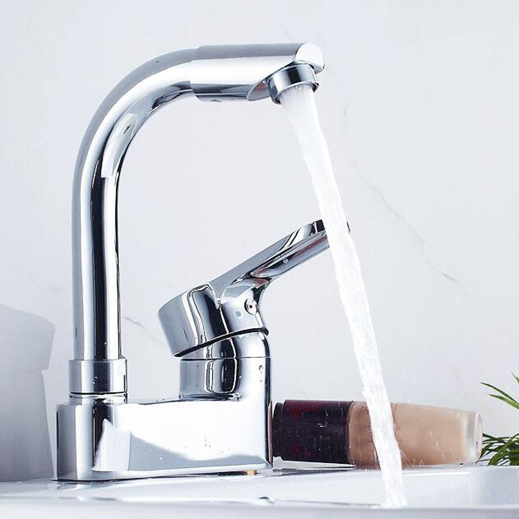 Mitigeur lavabo double en cuivre rotatif pour une routine fluide