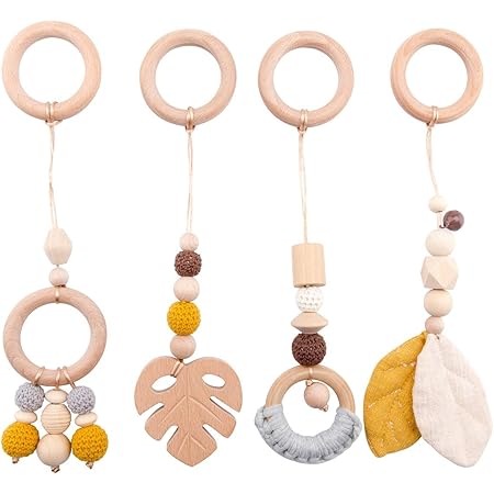 Amazon Okawari Home おもちゃ ベビージム用 4個 天然木 ベビーカーおもちゃ ベル付き ベッドぶら下げ プレイジム玩具 知育玩具 北欧 装飾 木のおもちゃ ラトル 赤ちゃん 出産お祝い ギフト プレゼント ベビージム プレイマット ベビー マタニティ 通販