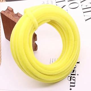 WHUCTM Lote de 2 m de tiras de fieltro suave y colorido de felpa curvada, muñeco creativo hecho a mano, accesorio de costura de alambre trenzado de felpa, color amarillo, aproximadamente 10 mm