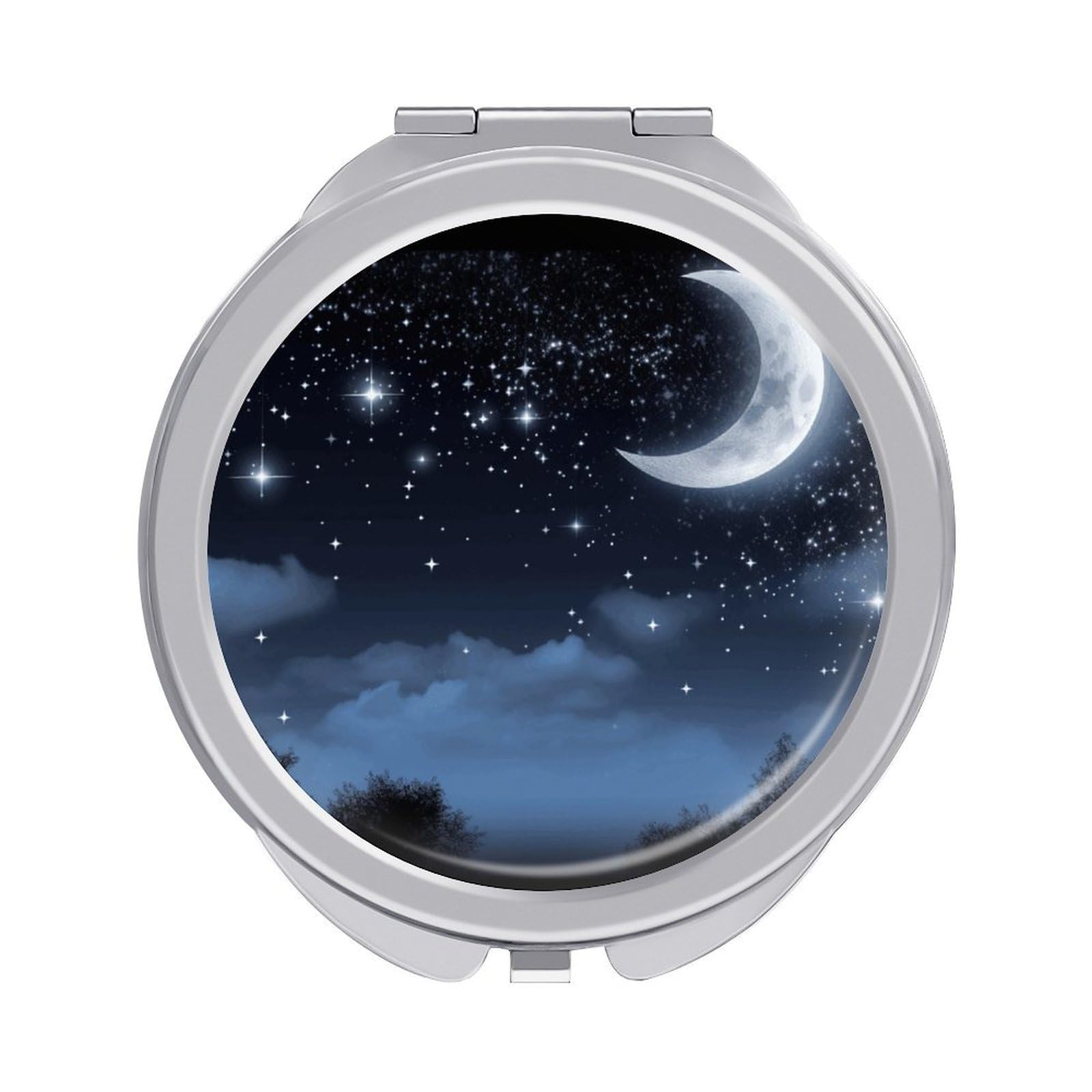 JTREHY Nightsky Hanging Moon Makeup Mirror Portable Folding Mirror Compact Travel Mirrors 2-Sided Round Pocket Mirrors Cute Handheld Beauty Mirror for Handbag Purse for Women Gift