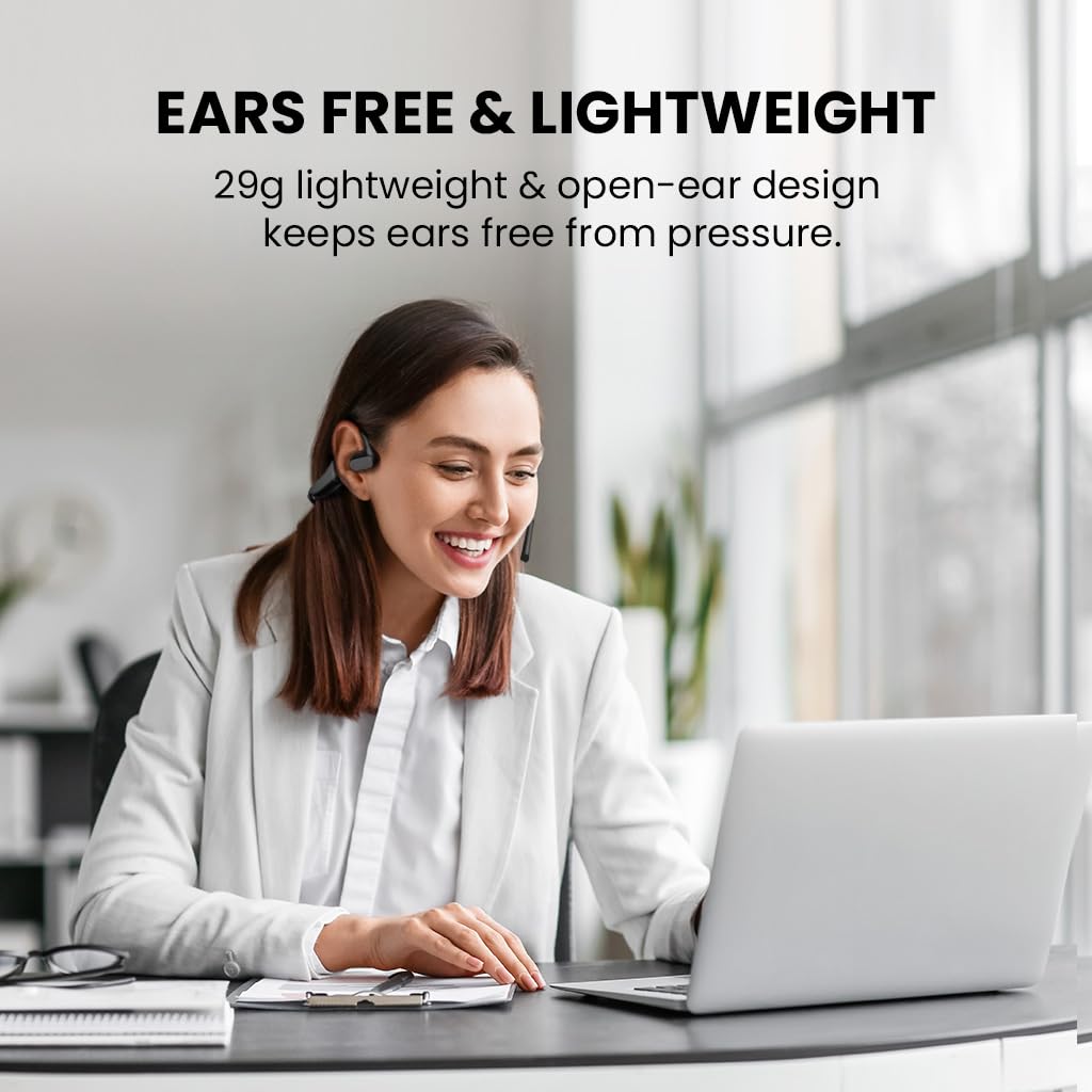 Avantalk Lingo N21 - Cuffie Open-Ear Wireless con Microfono Boom Antirumore & Dock di Ricarica, Auricolari Bluetooth per PC, Computer & Telefono, 15h di Autonomia, Leggeri