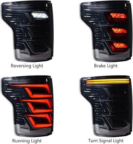 Miniatura 6 de Astra Depot Compatible con Ford F150 2015-2020 Pickup de 4 puertas, conjunto de luces traseras para conductor, luces de señal de giro inverso