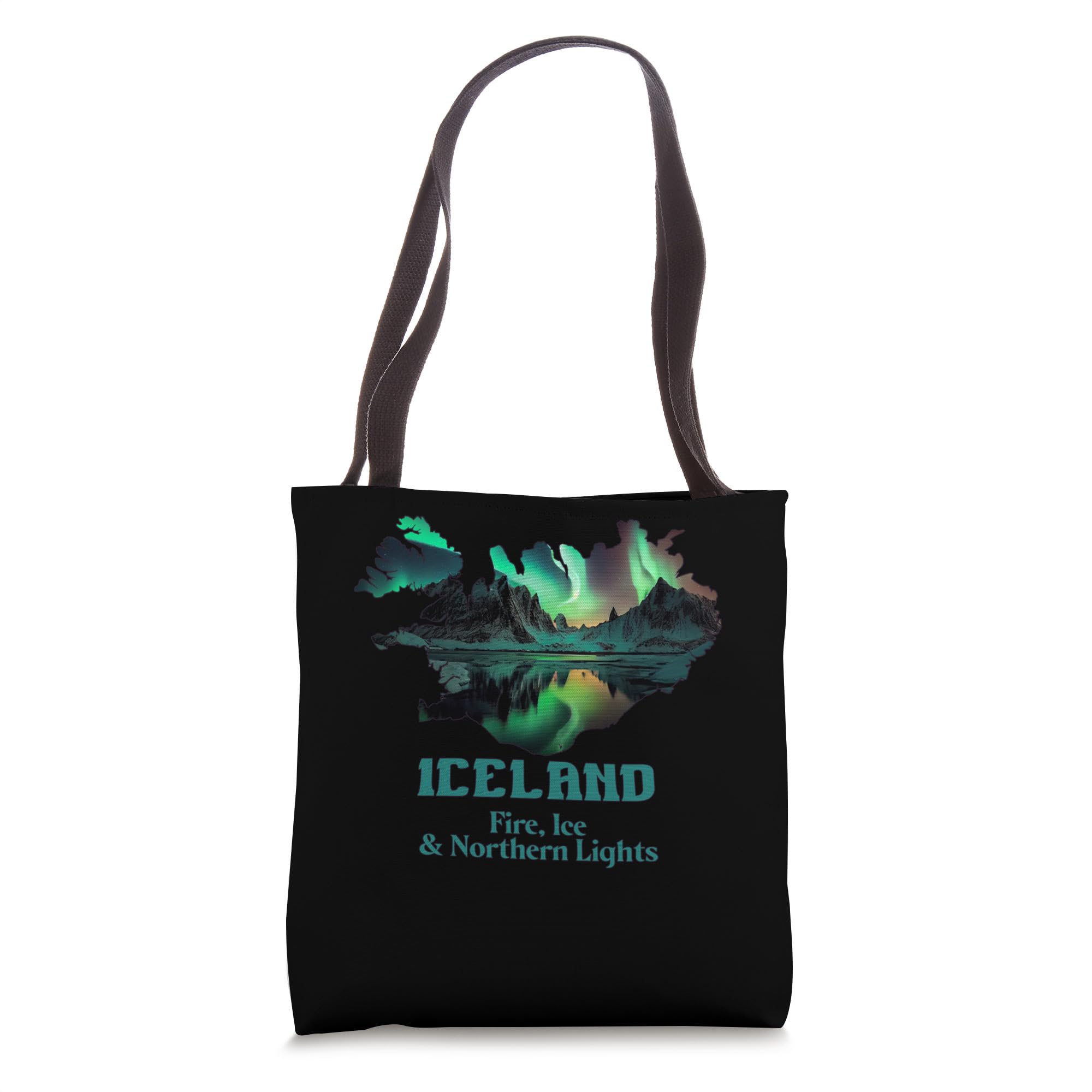 Aurora Borealis Island Nature Fire Ice Camping Hiking Tote Bag