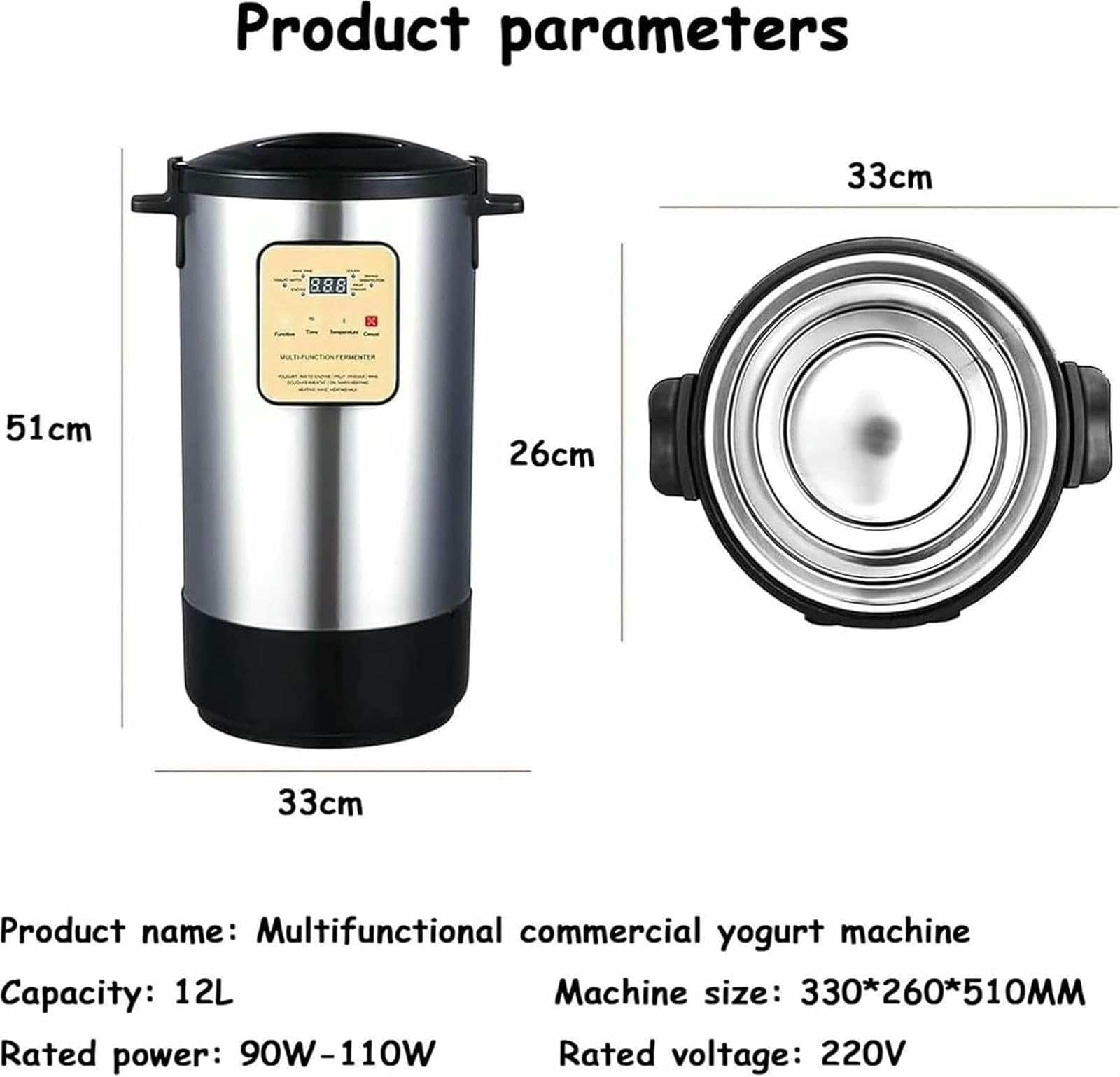 Máquina De Fermentación Completamente Automática, Fabricante De Yogurt Eléctrico Totalmente Automático, Fabricante De Yogurt De Acero Inoxidable con Pantalla LCD Inteligente, para Yogurt