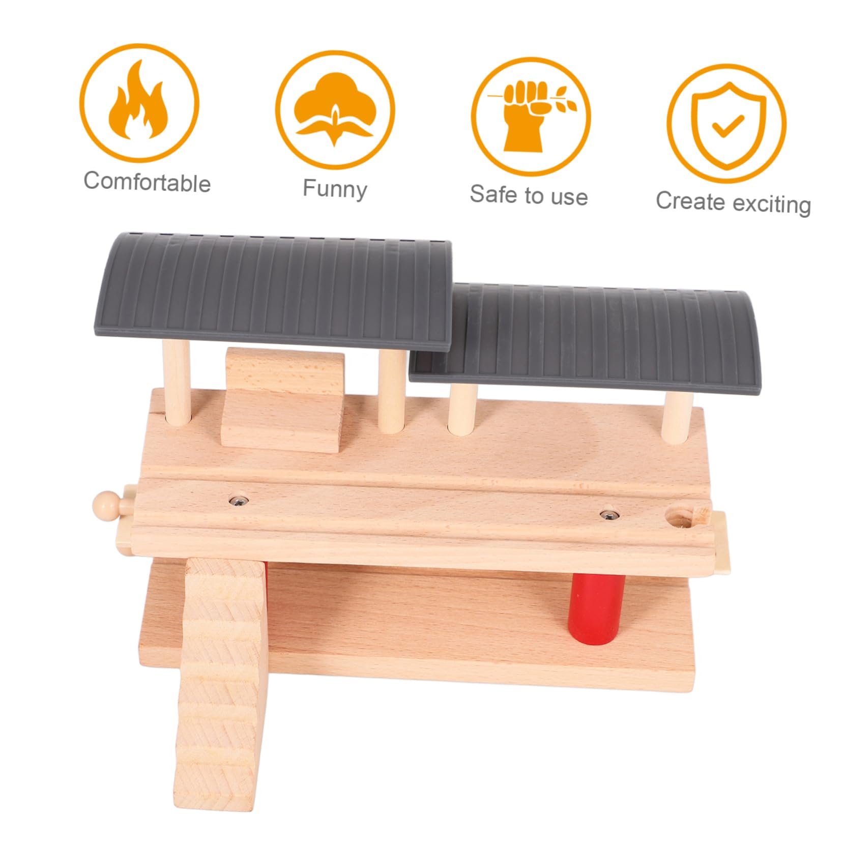 Piattaforma Ferroviaria in Legno a Doppio Livello, 1 Pezzo | Beige, Legno e Plastica, Accessorio per Pista, Ferrovia per Gioco Creativo