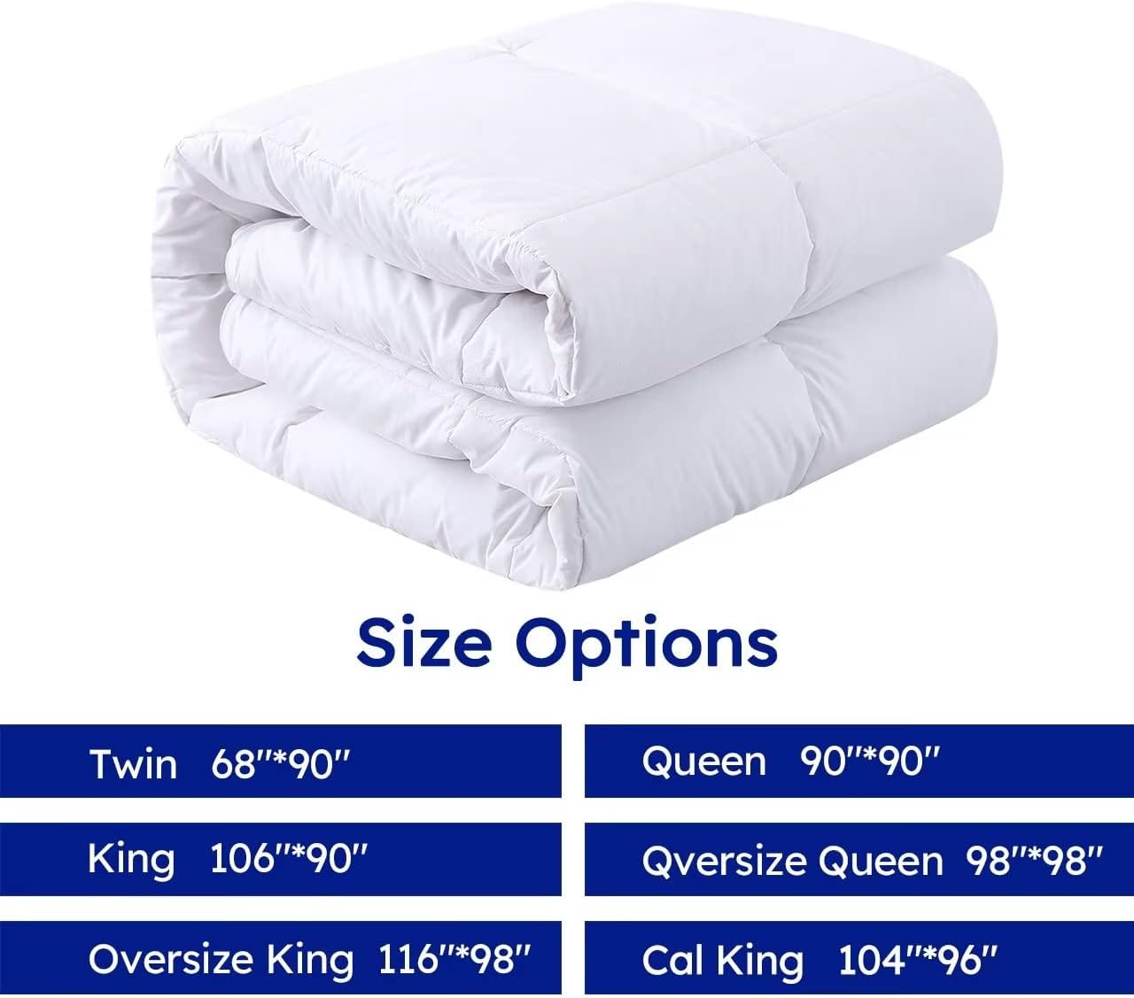 DOWNCOOL Feather Down Comforter Queen, White Quilted Down Comforter Filled with Feather & Down– All Season Fluffy Duvet Insert or Stand-Alone with Cotton Cover