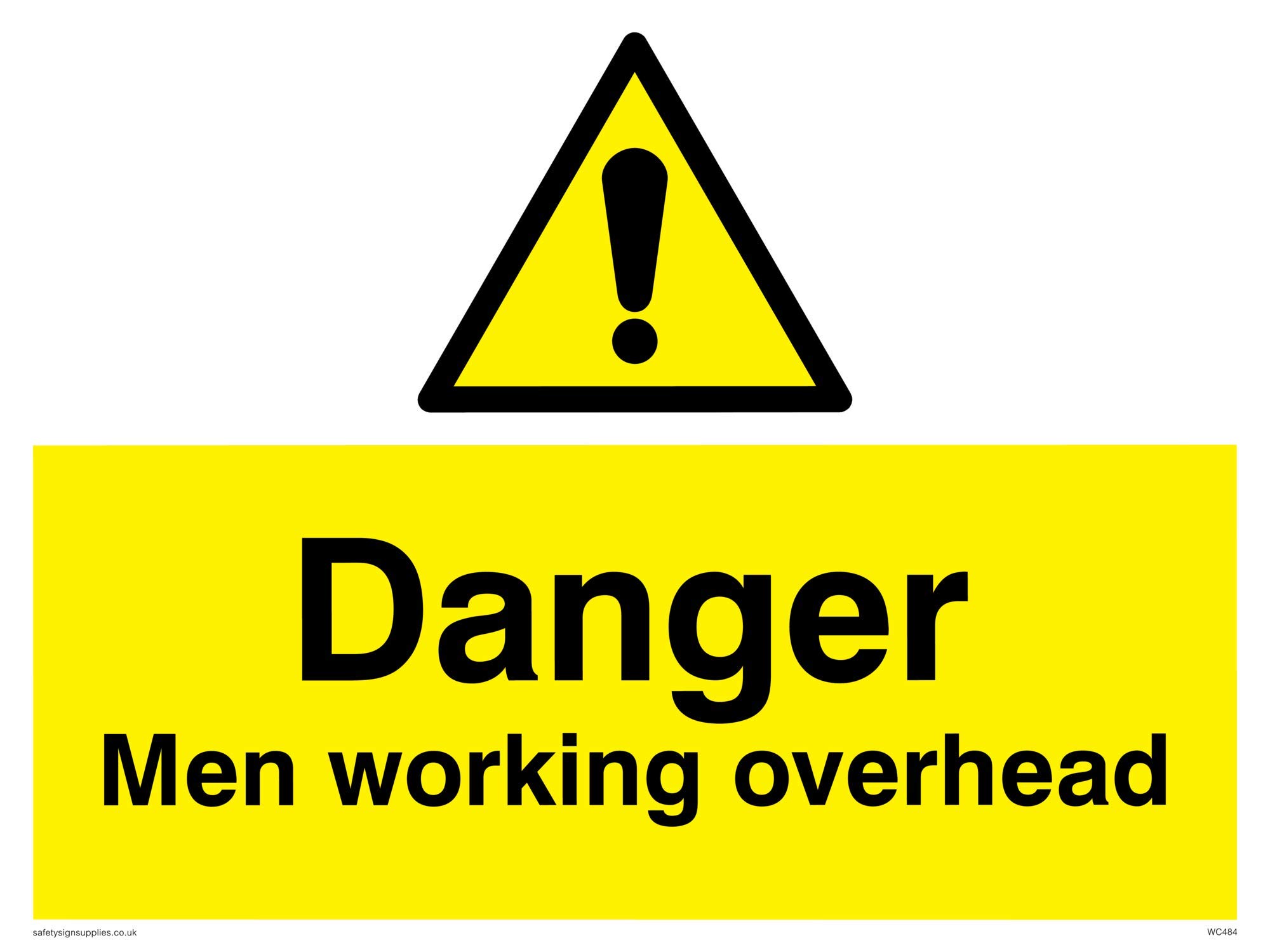 Viking Signs WC484-A3L-AC "Danger Men Working Overhead" Sign, Aluminium Composite, 300 mm H x 400 mm W