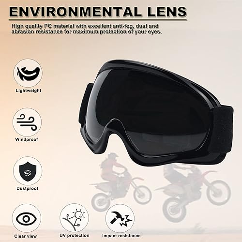Miniatura 4 de Gafas de motocross para niños, jóvenes, cuatrimoto, todoterreno, motocross, carreras, ciclismo, snowboard, esquí, gafas para niños y niñas (marco