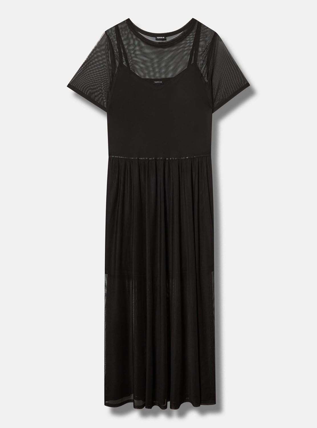 Torrid Women's Plus Size Relaxed Tea Length Mesh T-Shirt Dress