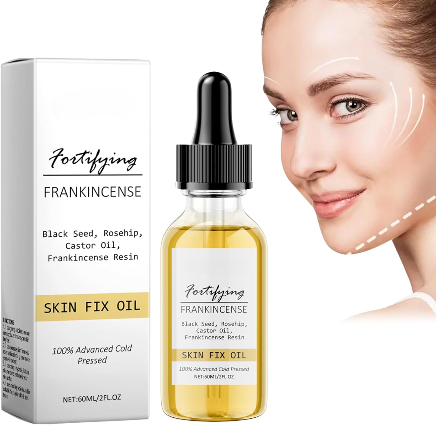 Rosehip Oil Black Seed Oil – Castor Oil for Skin – Nourish Face&Body Oil for Women – Facial Organic Natural Oil Anti-Aging Serum – 100% Advanced Cold Pressed Skin Fix Oil 60ml