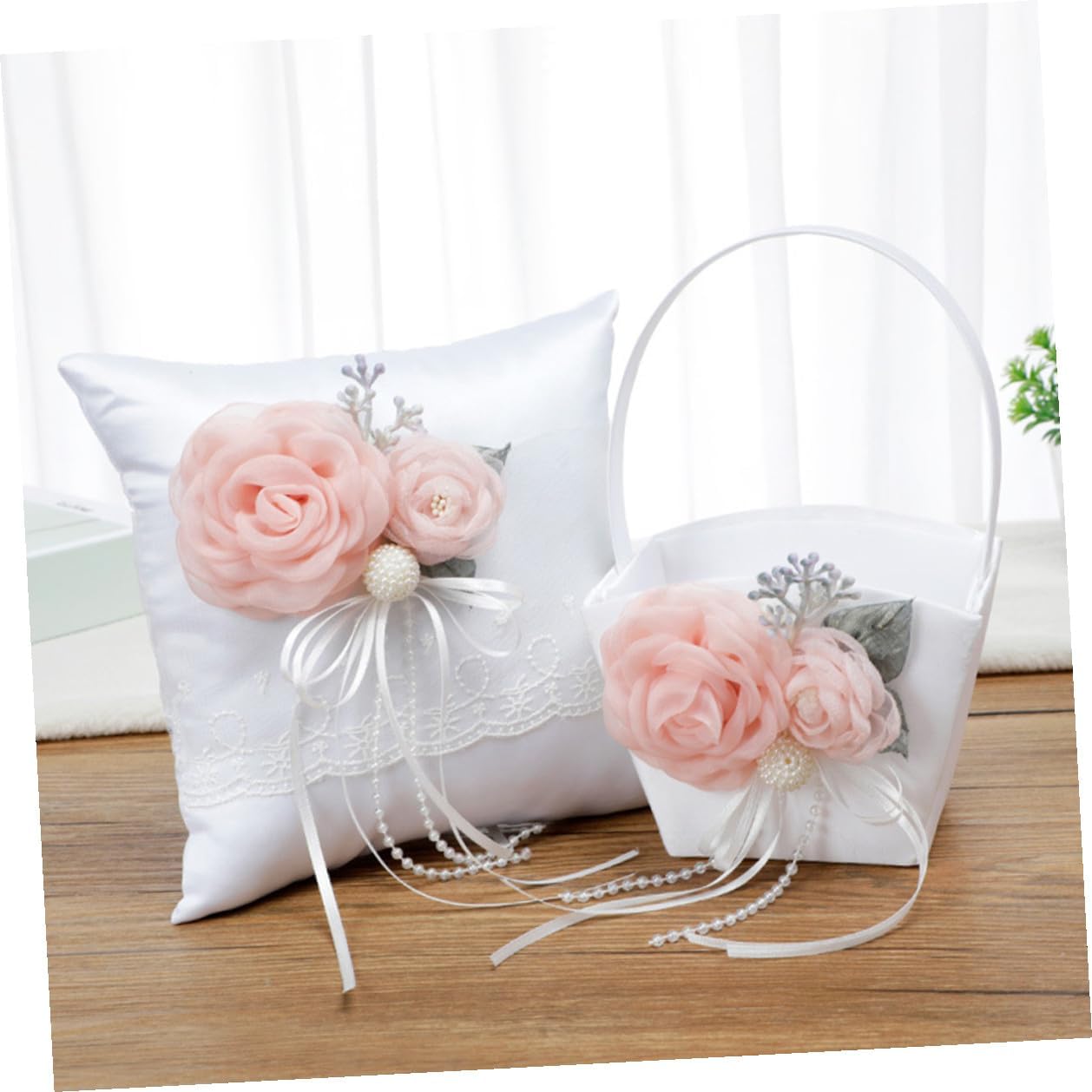 BESTonZON Wedding Flower Girl Basket Small Fabric Basket for Wedding Ceremony and Party Supplies
