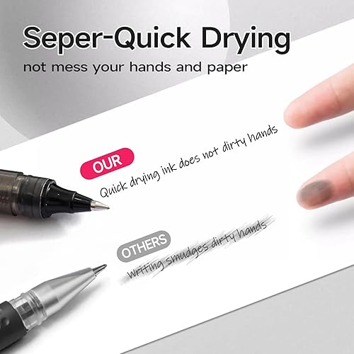 Miniatura 7 de RIANCY Bolígrafos de Gel de Punta Fina Negra 12Pcs 0.5mm Bolígrafos de Gel de Bola de Tinta Líquida Negra Sin Manchas Sin Correr, Bolígrafo de