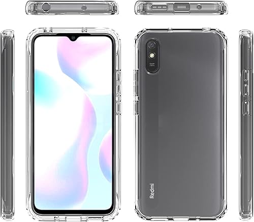Miniatura 3 de Asuwish Funda de teléfono para Xiaomi Redmi 9A Redme 9i Transparente TPU Cubierta de Celular No Amarillento Delgada Híbrida a prueba de Golpes