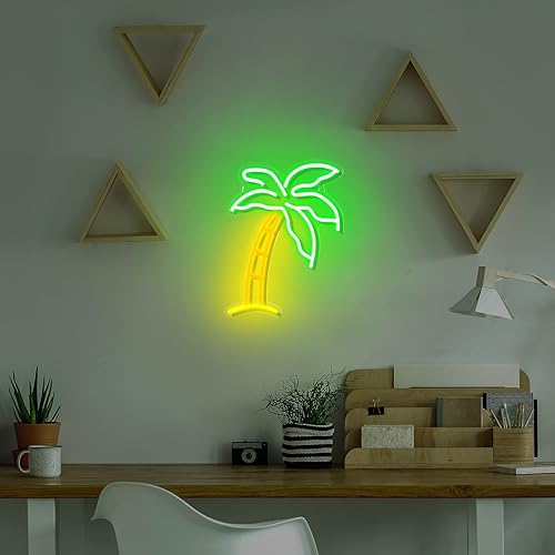 Vista 14 de ROCEEI Letrero de neón con luces LED tropicales de neón alimentadas por USB, para decoración de pared de habitación de Navidad, dormitorio de niños