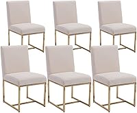 Vista 24 de Juego de 2 sillas de comedor modernas, sillas de comedor tapizadas de lino con patas de metal cromado para comedor, tocador, cocina, sala de estar