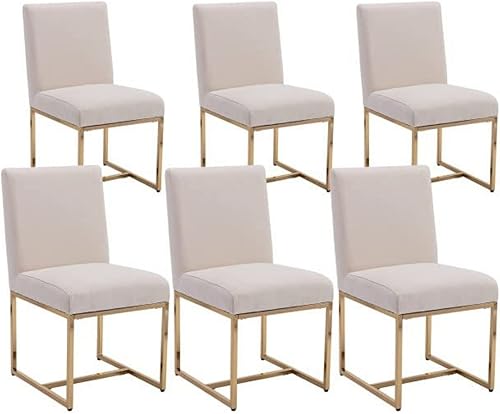 Miniatura 24 de Juego de 2 sillas de comedor modernas, sillas de comedor tapizadas de lino con patas de metal cromado para comedor, tocador, cocina, sala de estar