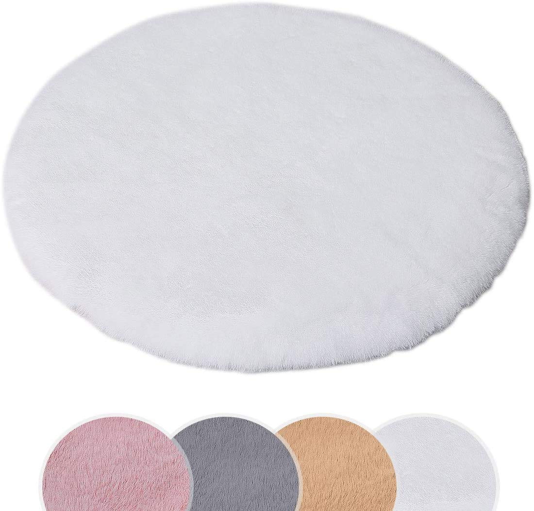 Alfombra de imitación de Piel de Conejo,Antideslizante Artificial Alfombra, excelente Piel sintética de Calidad Alfombra de Lana ，Adecuado para salón Dormitorio baño sofá Silla cojín (Blanco, 30x30cm)