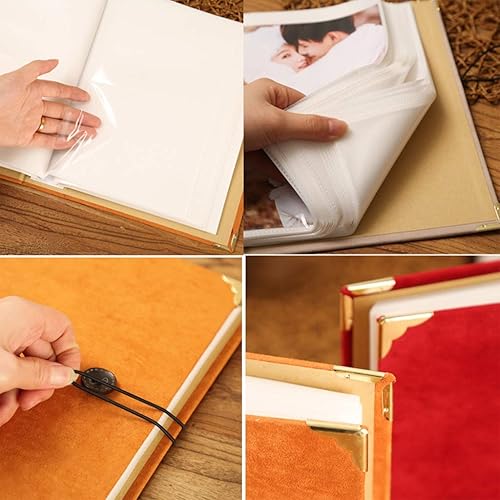 Miniatura 4 de Álbum de fotos vintage de gamuza para álbum de fotos, que puede acomodar 6 pulgadas200 fotos, vacaciones simples, álbum de fotos de aniversario