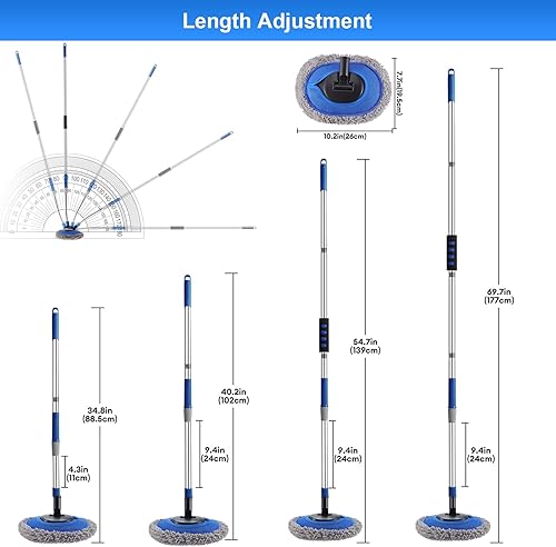 Miniatura 9 de Limpiador de pared, mopa de pared de máximo 66 pulgadas con mango largo, trapeador de polvo de techo con poste de extensión de codo de ahorro de