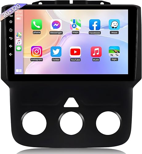 Radio estéreo de coche para Dodge Ram 1500 2500 3500 2013-2018, pantalla táctil de 9 pulgadas, radio DSP estéreo (2 GB+32 GB) inalámbrico CarPlay y