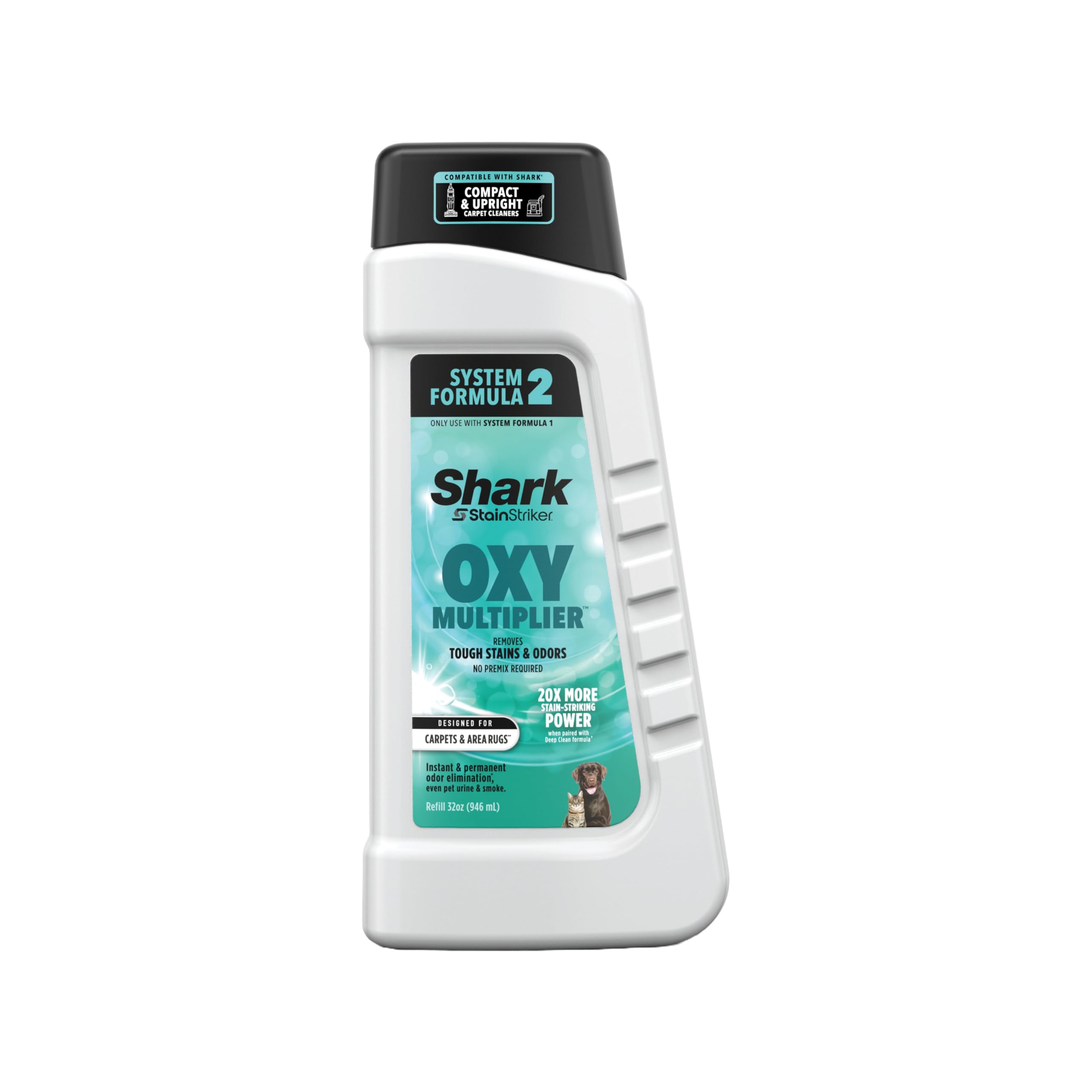 StainStriker OXY Multiplier Formula for All Shark Portable & Upright Carpet Cleaners, Formulated for All Carpets, Upholstery & Area Rugs, Instantly Eliminates Odors, 32oz, EXOX32
