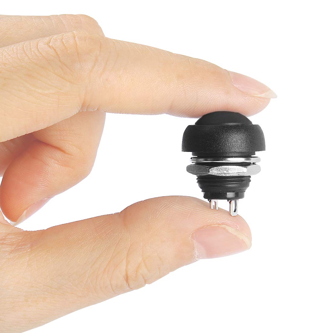 Larcele Push Button Switch Mini Momentary Waterproof Switch 12mm,10pcs ANKG-01 (Black)
