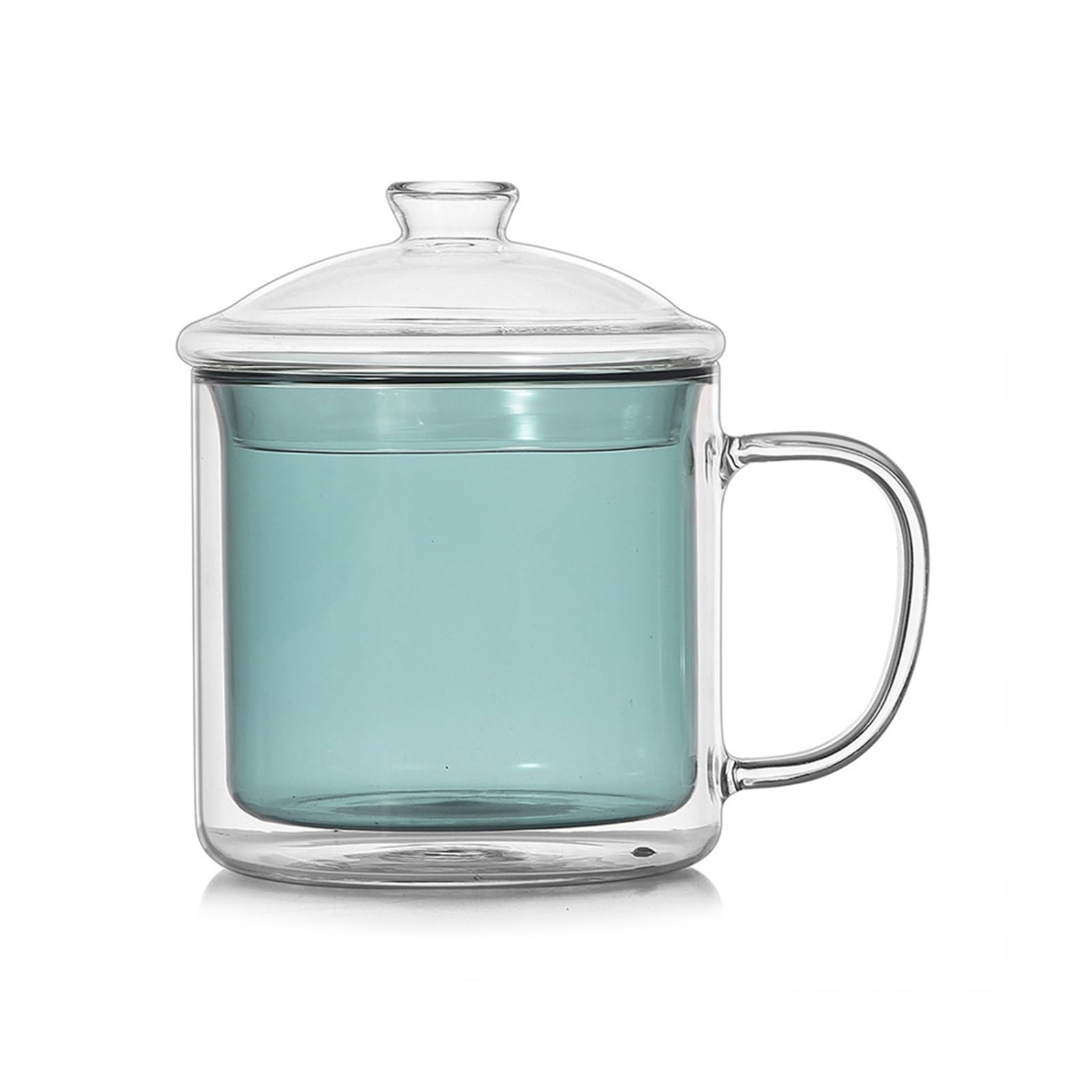 Taza de vidrio doble pared 12 oz contenedor de té y café borosilicato verde