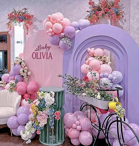 Image of 12 Inch Pastel Purple Balloons, 50 Pcs Latex Helium Macaron Balloons for Kid's Birthday Party, Baby Shower, Wedding, Graduate Party Decorations